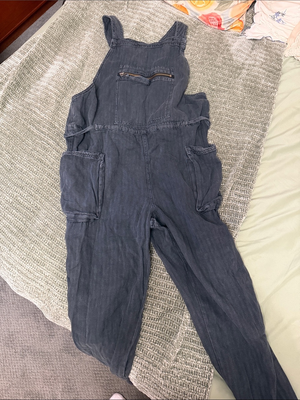 Free People Navy Blue Utility Jumpsuit